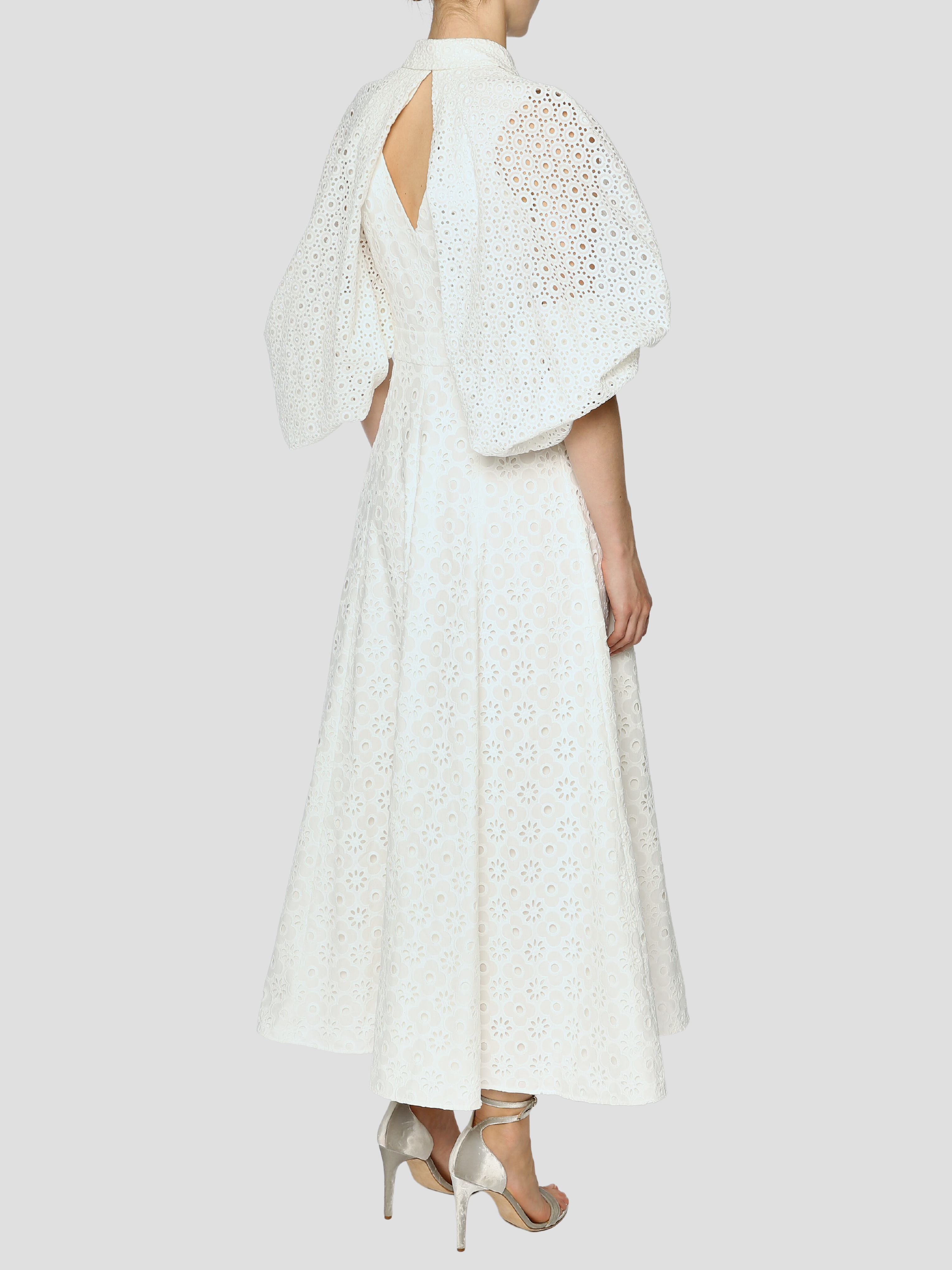 Hedren Broderie Anglaise Midi Dress in White,Huishan Zhang,- Fivestory New York