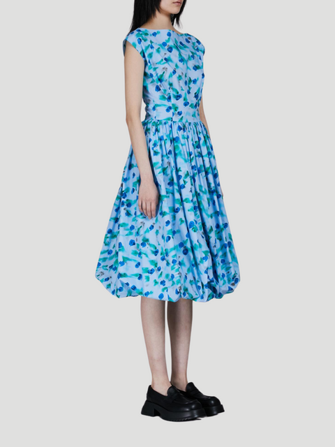 Floral Cap-Sleeve Balloon Skirt Midi Dress,MARNI,- Fivestory New York