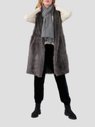 Adele Shearling Leather Reversible Vest Jacket in Grey,GRENN PILOT,- Fivestory New York