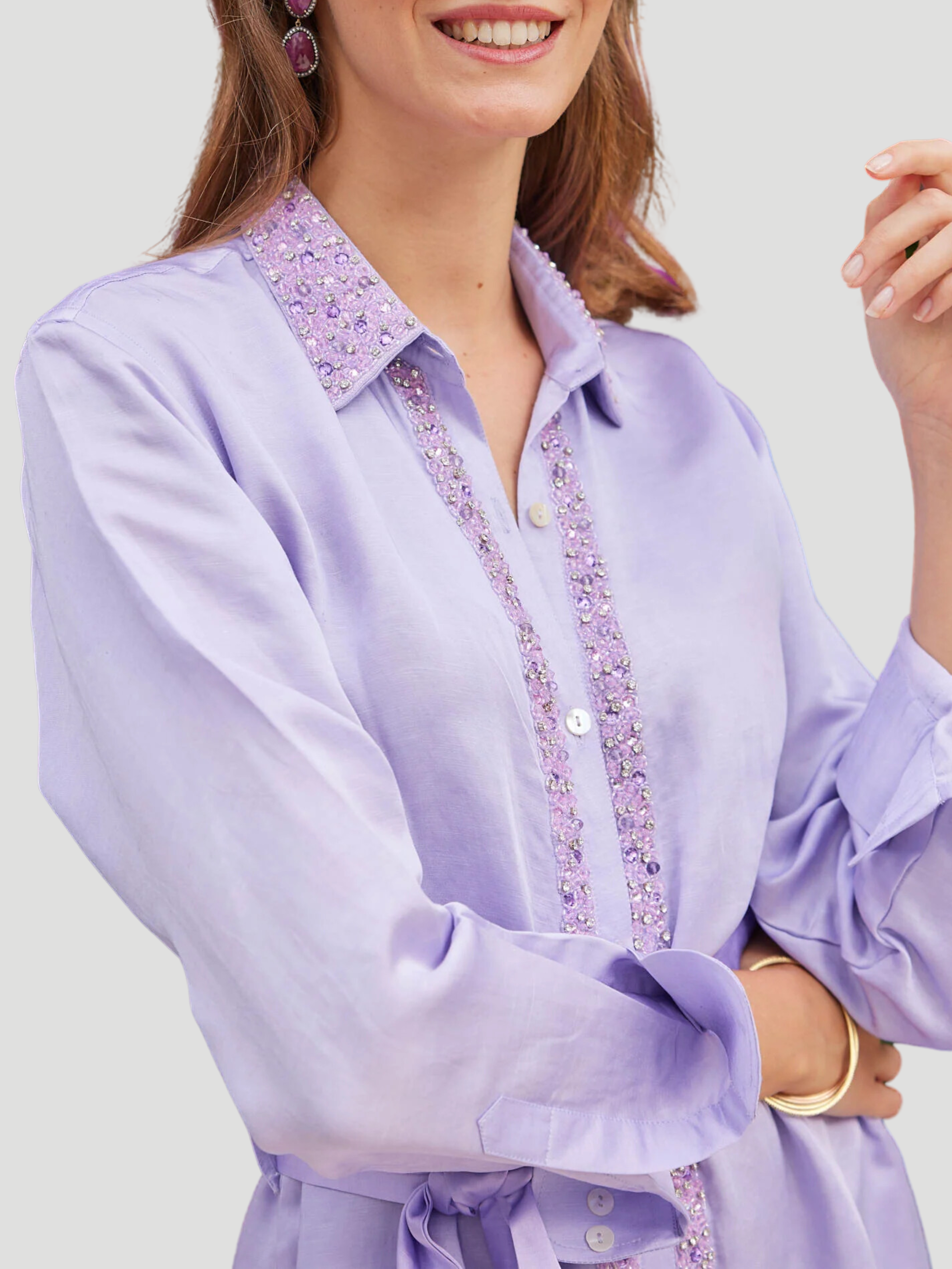 Kara 52" Shirtdress in Lilac,Bella Tu,- Fivestory New York