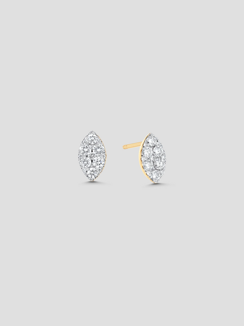 Reverie Yellow Gold White Diamond Marquis Cluster Stud Earrings,Sara Weinstock,- Fivestory New York