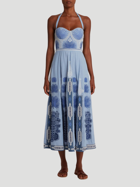 Lotty Halterneck Dress with Chios Embroidery,Emporio Sirenuse,- Fivestory New York