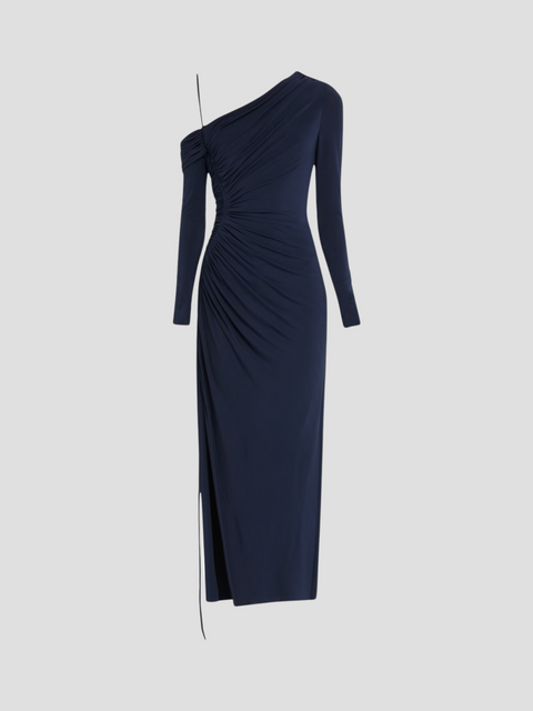 One Shoulder Jersey Midi Dress in Navy,Jason Wu Collection,- Fivestory New York