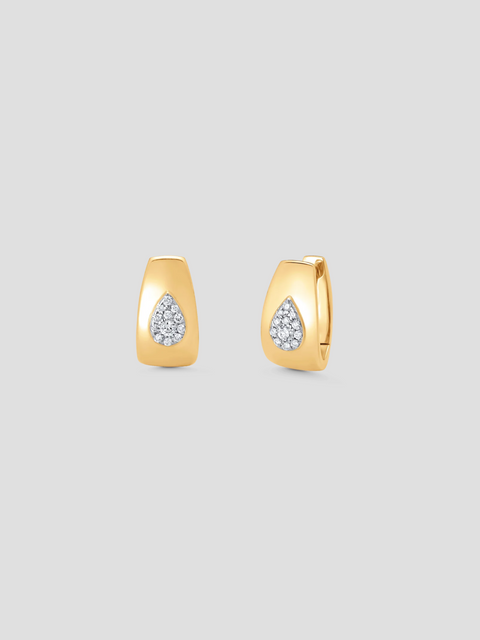 Aurora Yellow Gold White Diamond Pear Shape Huggy Earring,Sara Weinstock,- Fivestory New York