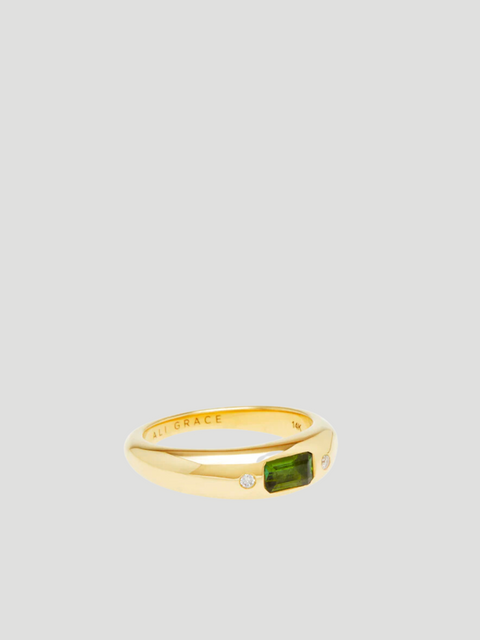 Green Tourmaline & Diamonds Mini Bubble Ring,Ali Grace Jewelry,- Fivestory New York