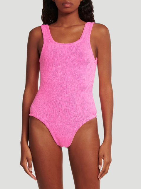 Pink Crinkle One Piece Bathing Suit,Hunza G,- Fivestory New York