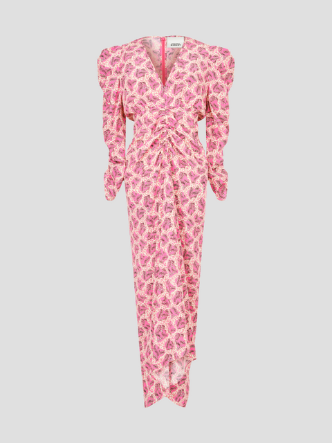 Stretch Silk Midi Dress in Pink,Isabel Marant,- Fivestory New York