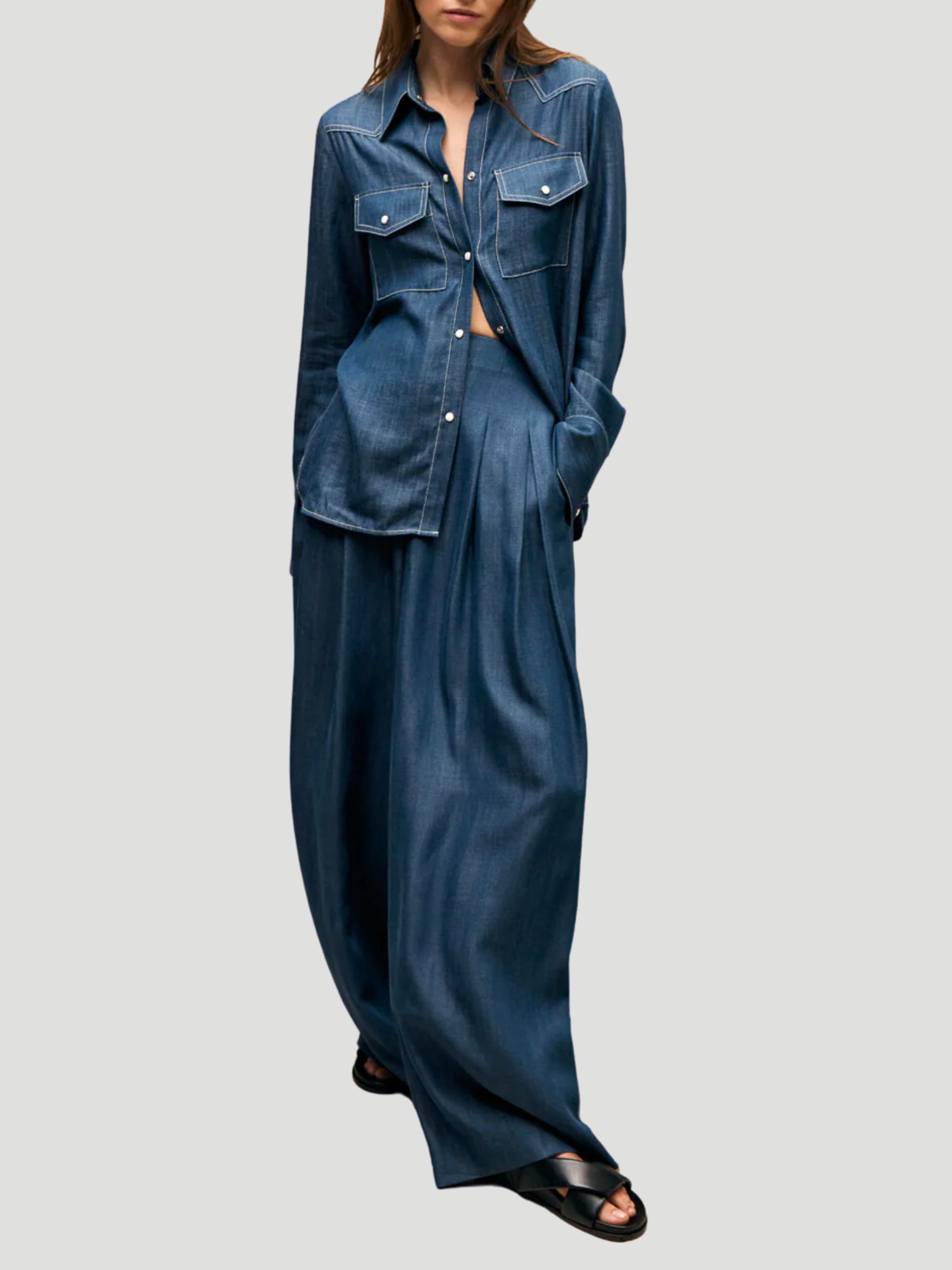 Drew Wide-Leg Indigo Tencel Pant,Twp,- Fivestory New York