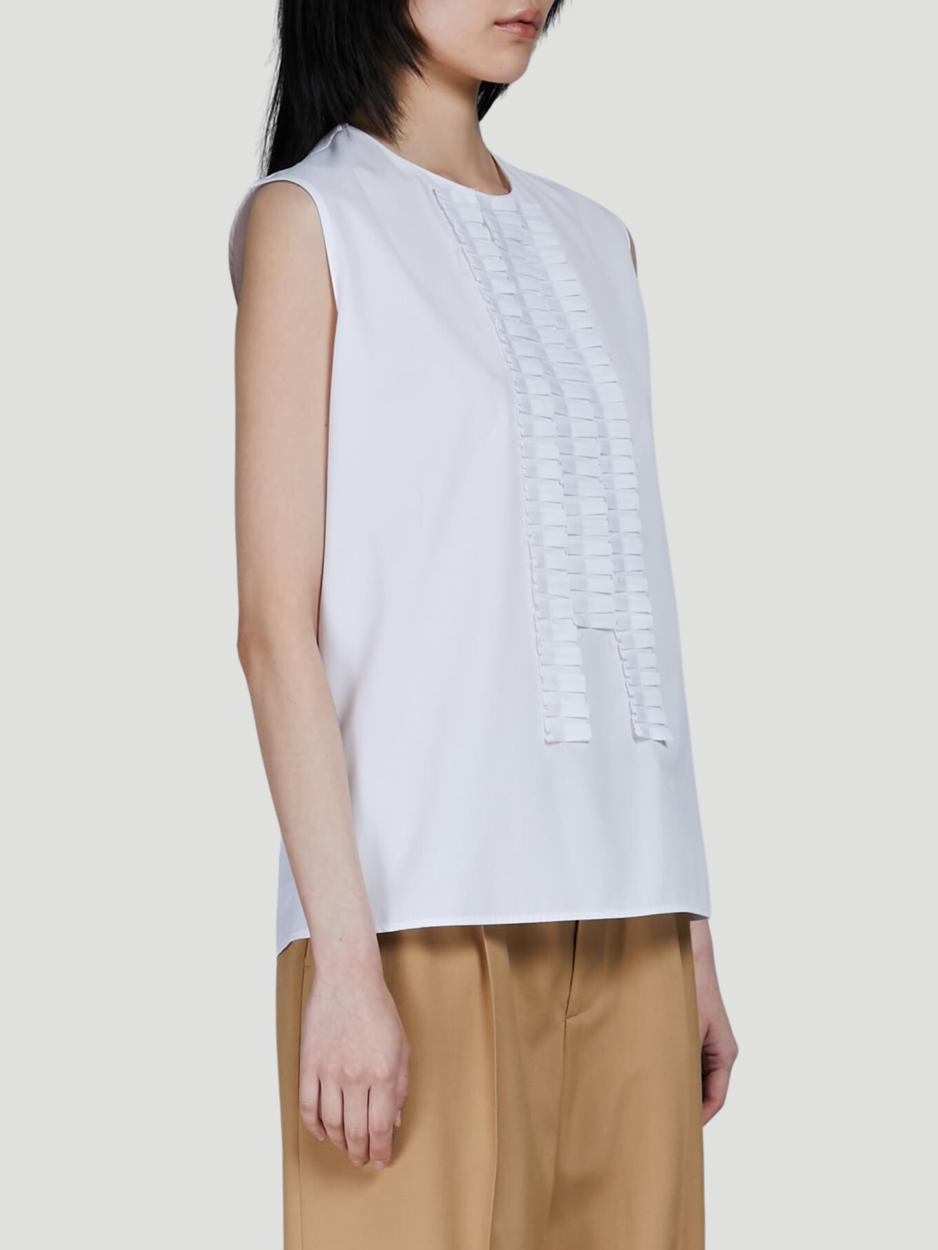 Cotton Poplin Sleeveless Pleated-Front Top,MARNI,- Fivestory New York