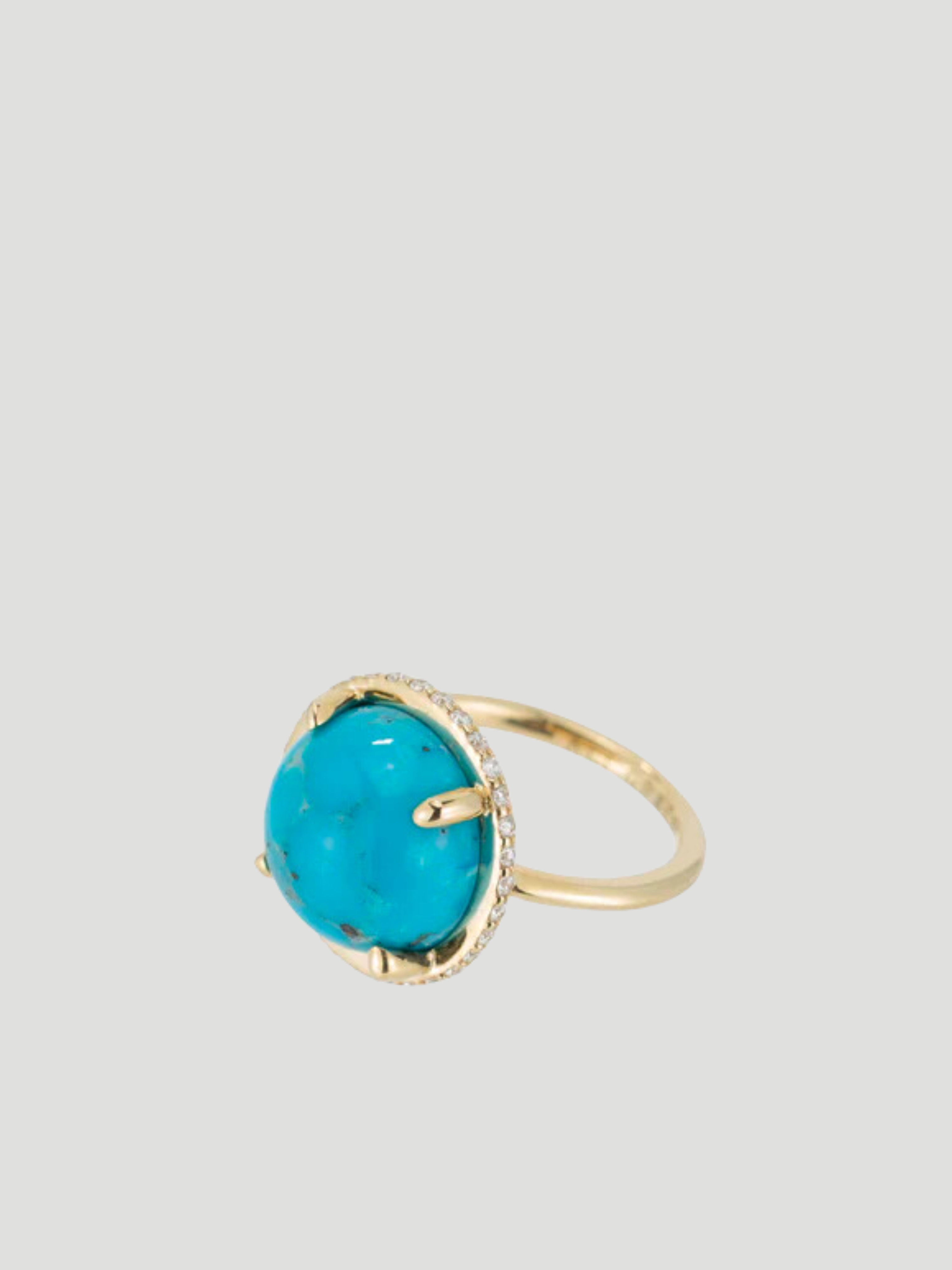 14k Yellow Gold with Turquoise Cabochon & Side Diamond Channel Ring,Ali Grace Jewelry,- Fivestory New York