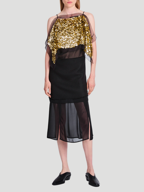 Zaha Dress in Embroidered Silk with Sheer Panels,PROENZA SCHOULER,- Fivestory New York