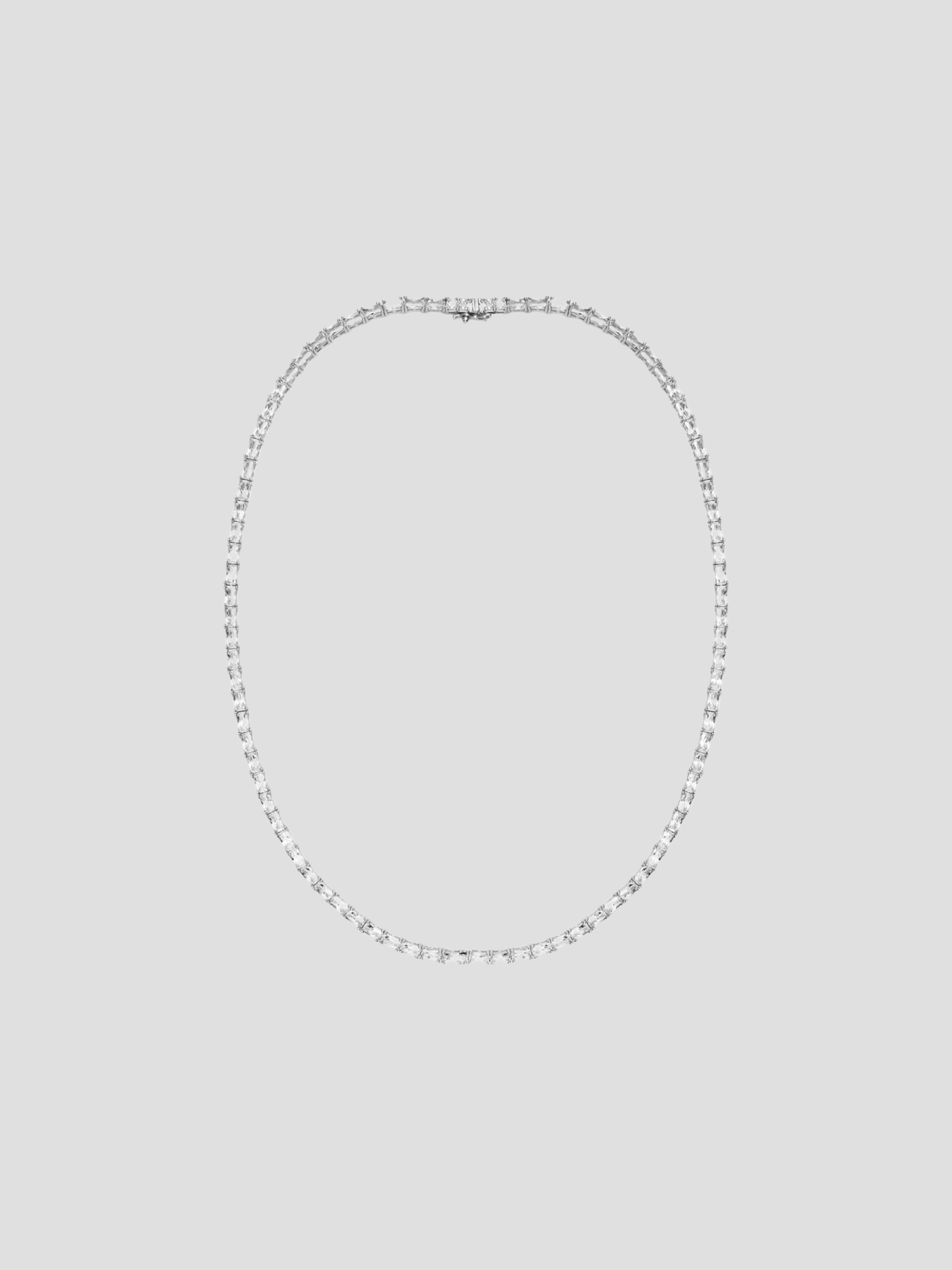 20" Rhodium Baguette Necklace,elaMariie,- Fivestory New York