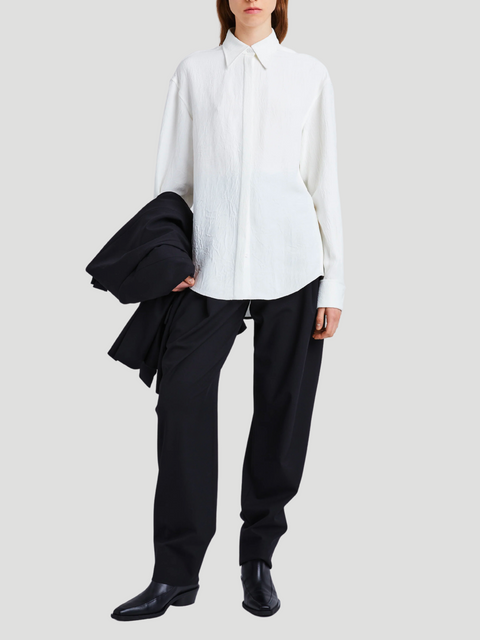 White Crushed Matte Satin Shirt,PROENZA SCHOULER,- Fivestory New York