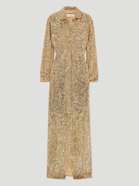 Gold Sequin Shirt Dress,Semsem,- Fivestory New York