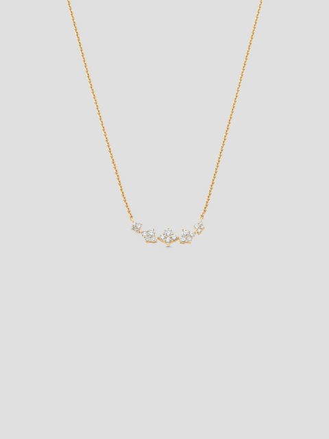 Dujour Yellow Gold White Diamond Graduated 4 Cluster Necklace,Sara Weinstock,- Fivestory New York