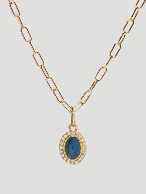 14k Yellow Gold with Labradorite Cabochon & Diamonds Charm,Ali Grace Jewelry,- Fivestory New York