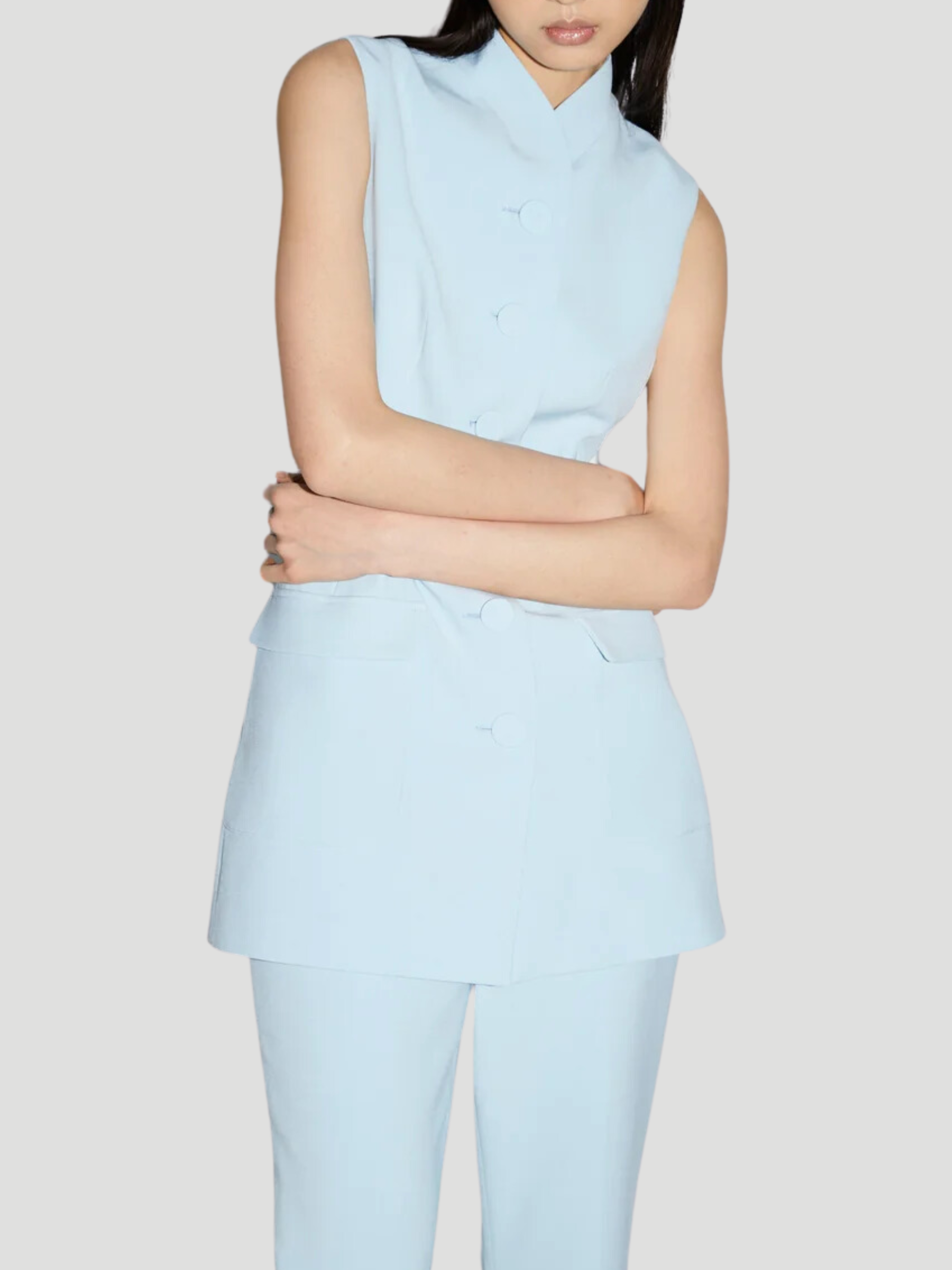 Sky Blue Page Sleeveless Jacket,Huishan Zhang,- Fivestory New York