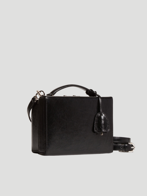 Black Crinkled Leather Grace Box Bag,Mark Cross,- Fivestory New York