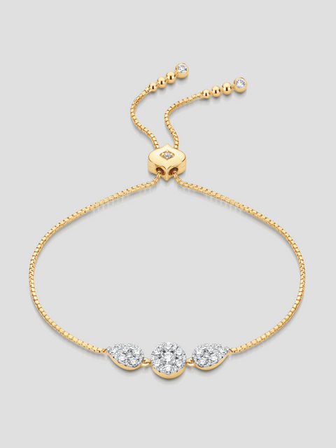 Reverie Round Pear White Diamond Cluster Yellow Gold Bolo Bracelet,Sara Weinstock,- Fivestory New York