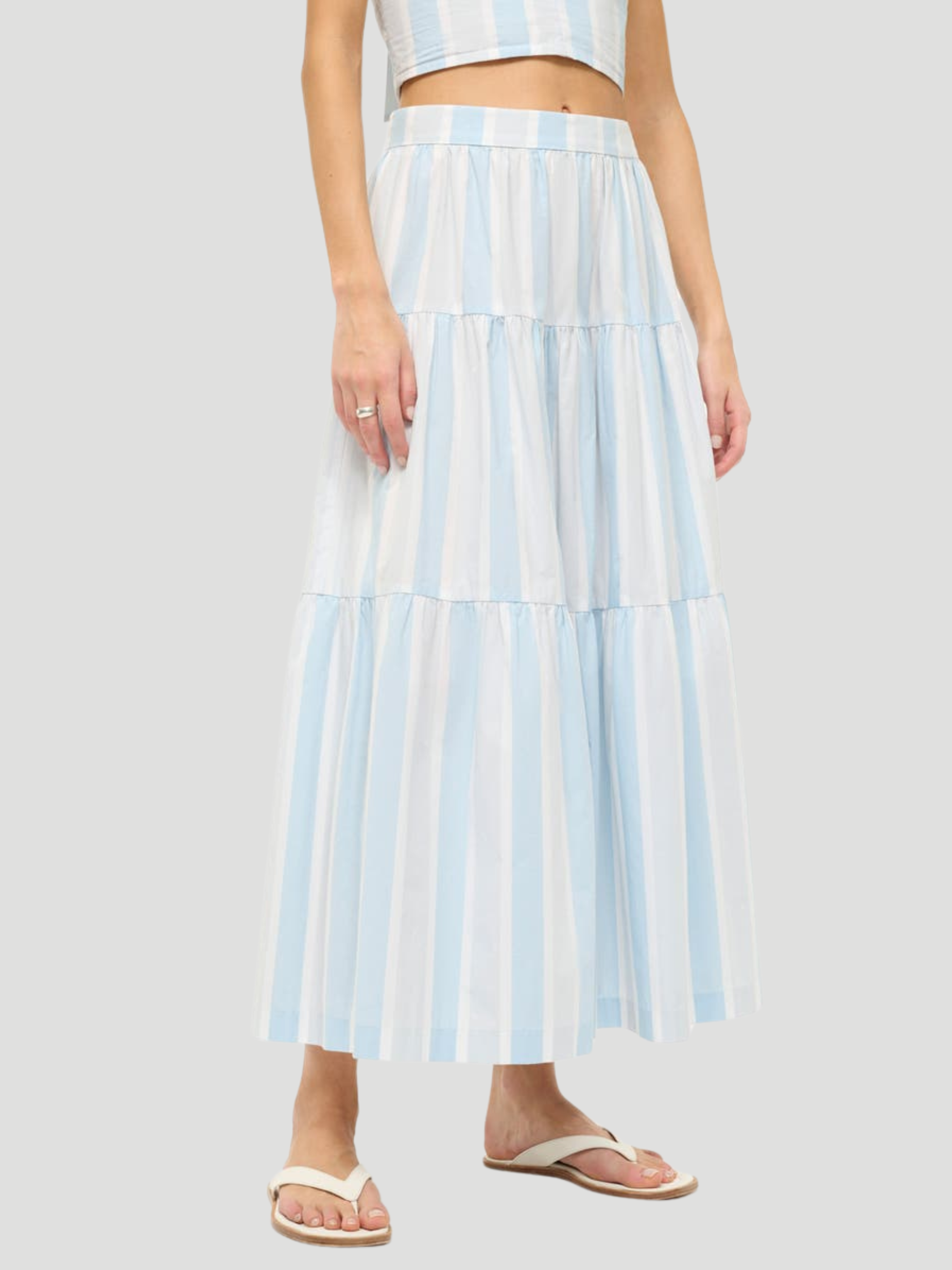 Sea Striped Cotton Maxi Skirt,Staud,- Fivestory New York