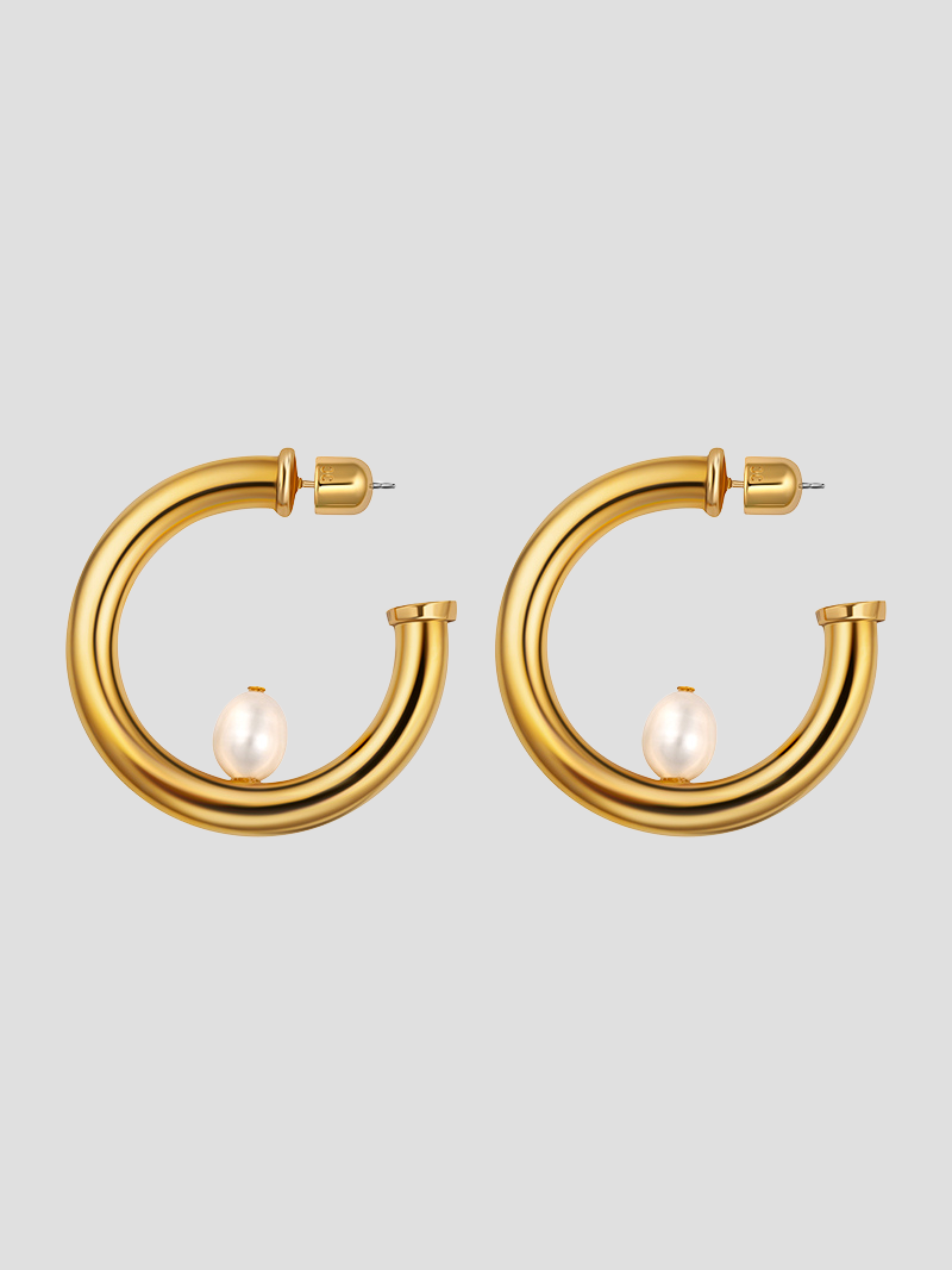 Medium Hoop with Pearl Gold,Christina Caruso,- Fivestory New York