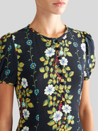 Black Floral Print Short Sleeve Midi Dress,ETRO,- Fivestory New York