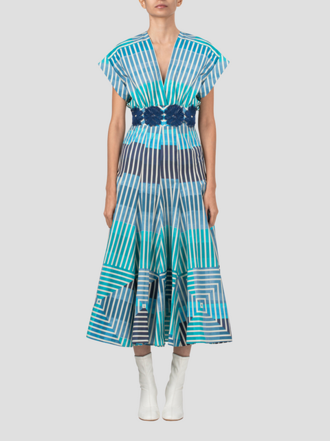 Adila Short Sleeve Midi Dress,Silvia Tcherassi,- Fivestory New York