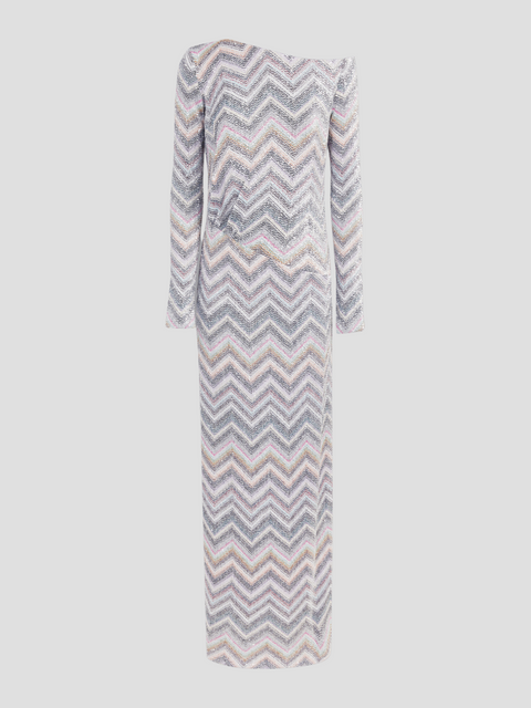 Light Grey Zig Zag Sequins Maxi Dress,MISSONI,- Fivestory New York