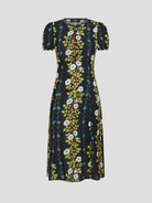 Black Floral Print Short Sleeve Midi Dress,ETRO,- Fivestory New York