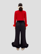 Red Knitted Cardigan w/ Detachable Feathers,SLEEPER,- Fivestory New York