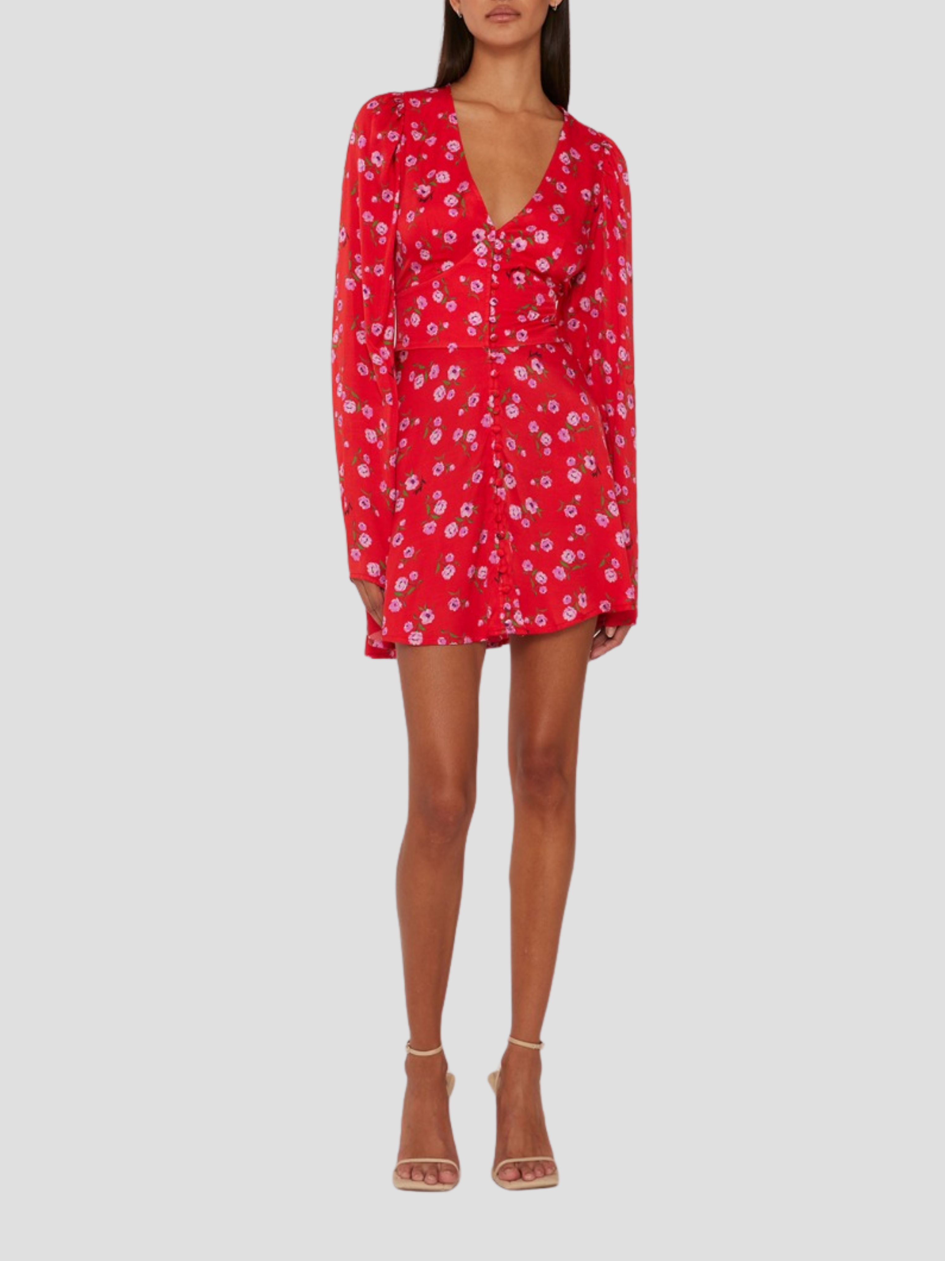 Floral Printed V-Neck Mini Dress,ROTATE Birger Christensen,- Fivestory New York