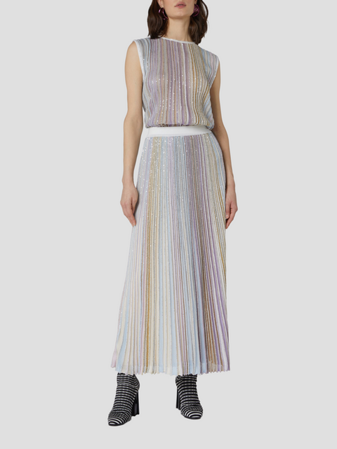 Blush Multicolor Knit Midi Skirt with Sequins,MISSONI,- Fivestory New York