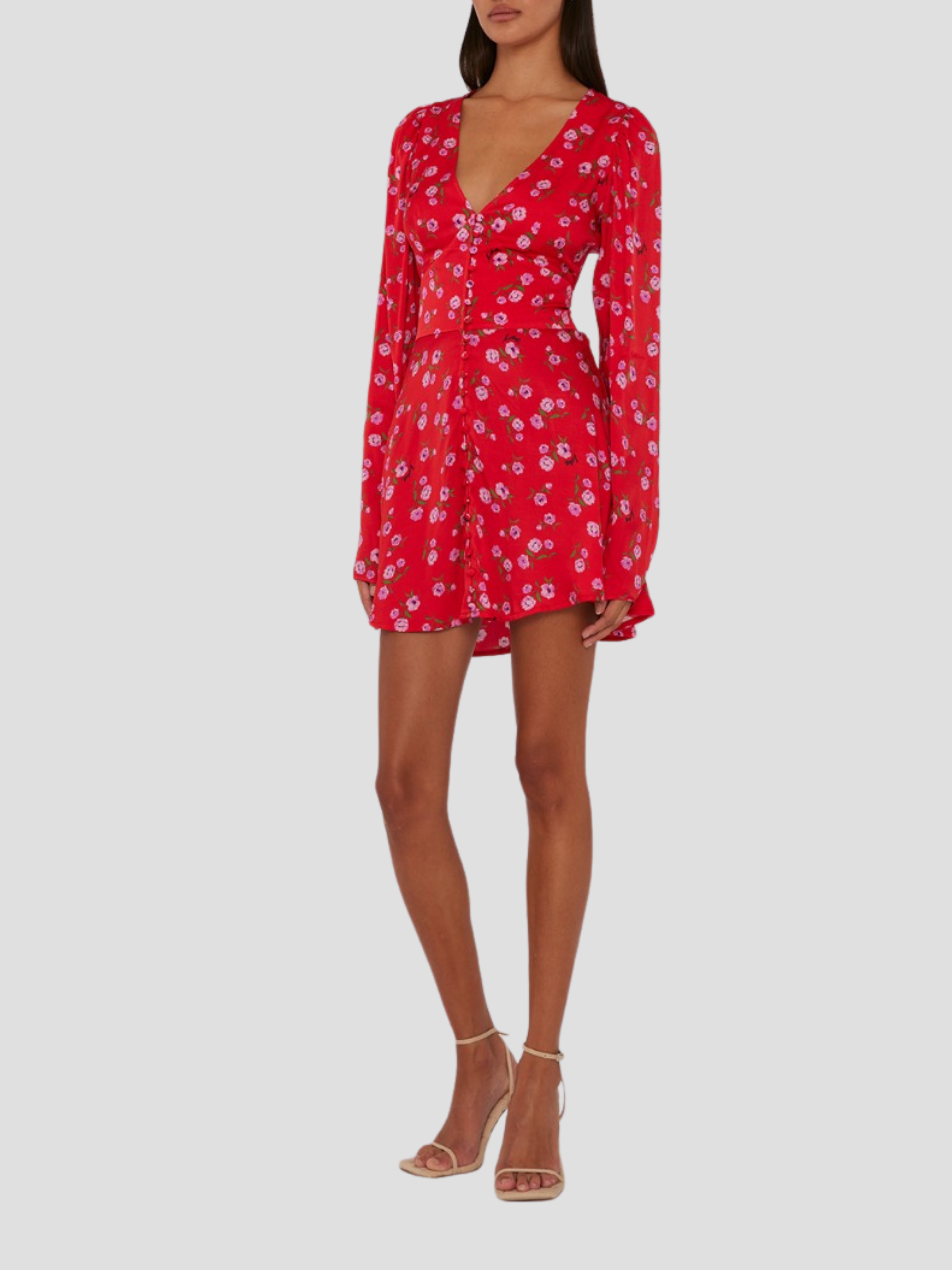 Floral Printed V-Neck Mini Dress,ROTATE Birger Christensen,- Fivestory New York