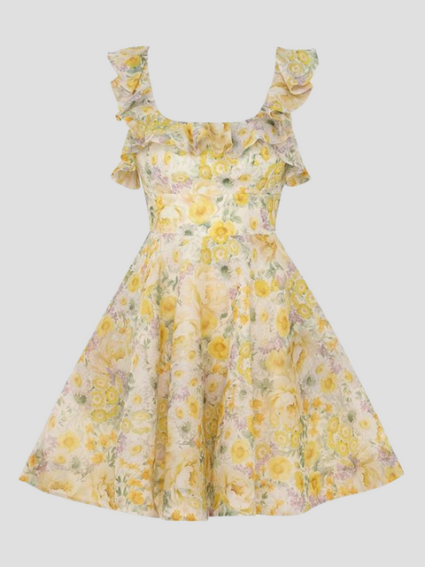 Citrus Garden Print Harmony Frilled Mini Dress,Zimmermann,- Fivestory New York