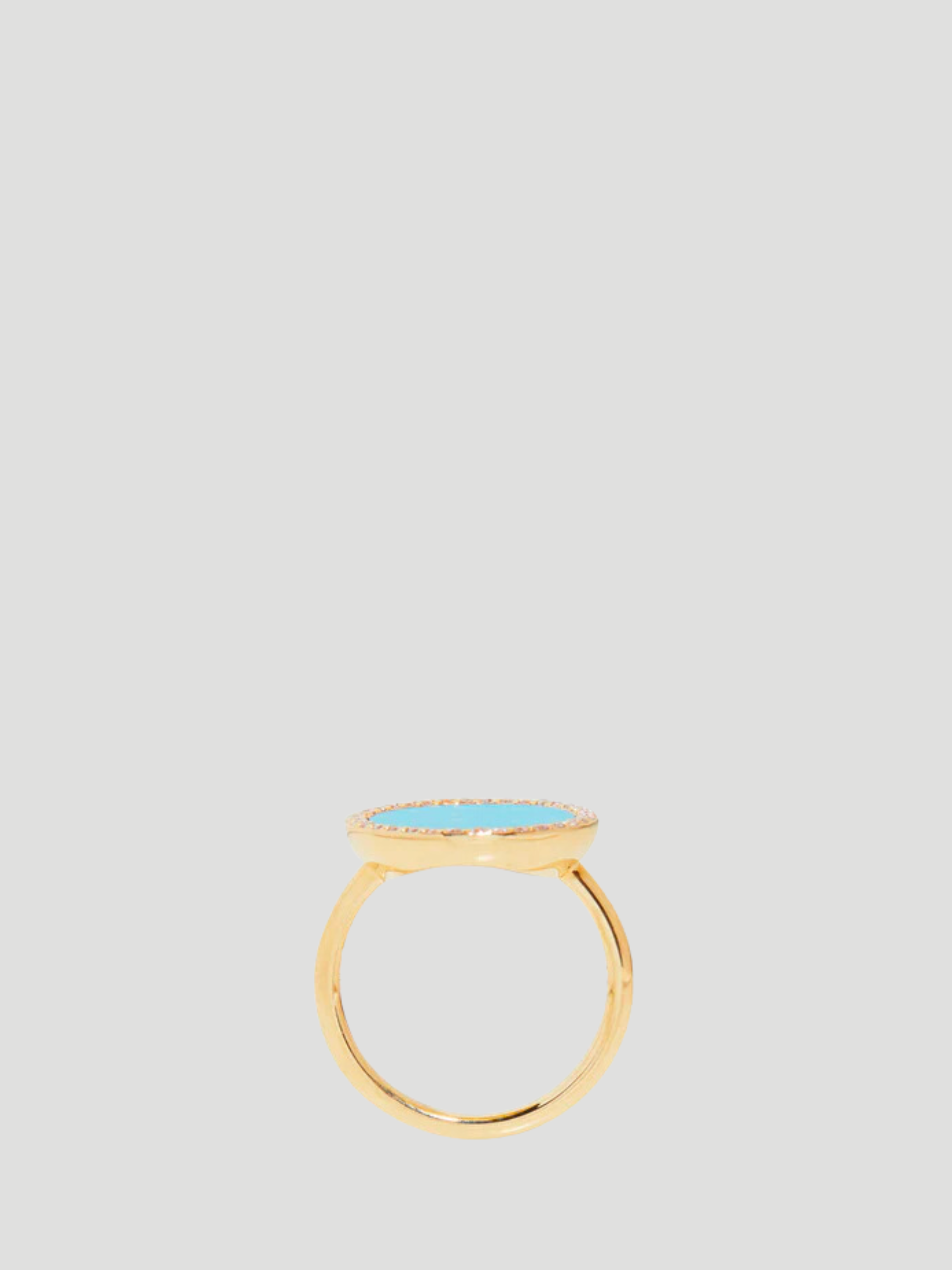 14k Yellow Gold with Turquoise Inlay & Diamond Perimeter Ring,Ali Grace Jewelry,- Fivestory New York