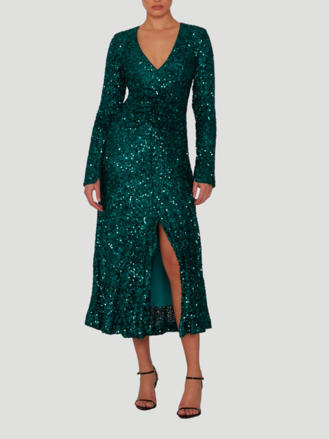 Sequins Midi Slit Dress,ROTATE Birger Christensen,- Fivestory New York