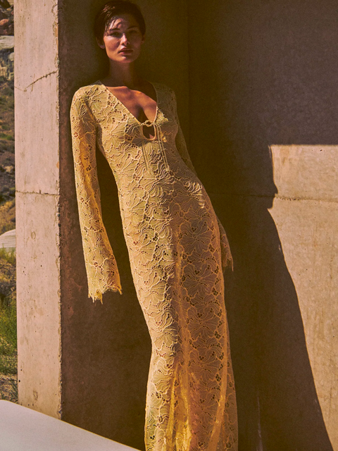 Sariyah Yellow Lace Dress,Alexis,- Fivestory New York