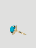 14k Yellow Gold with Turquoise Cabochon & Side Diamond Channel Ring,Ali Grace Jewelry,- Fivestory New York