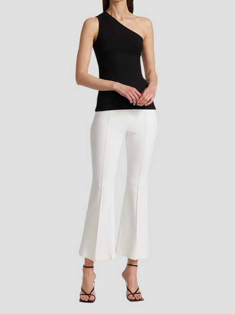 Scuba Cropped Flare Pull-On Pant in Ivory,Rosetta Getty,- Fivestory New York