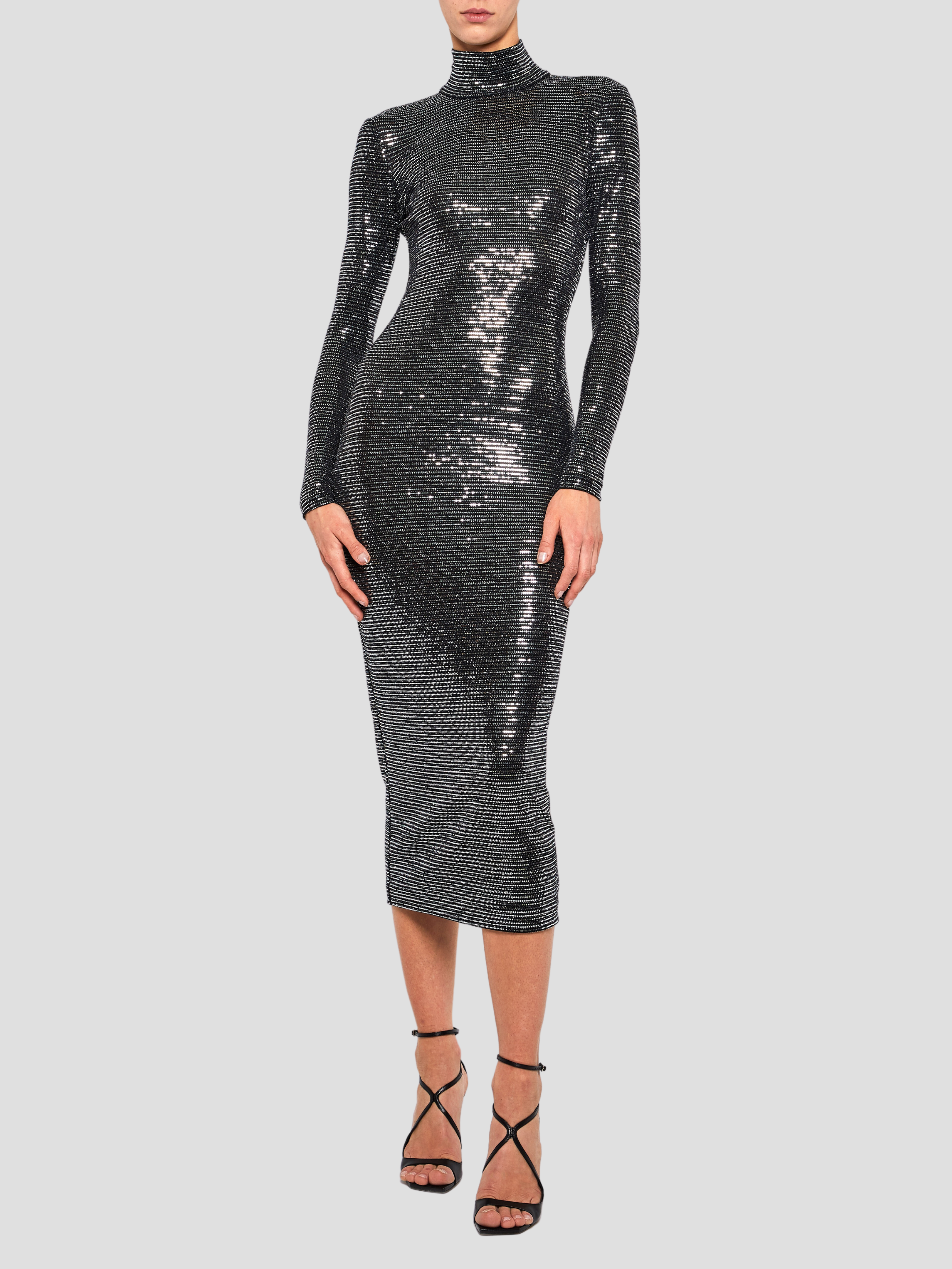 Silver Long Sleeve Turtleneck Dress,Prabal Gurung,- Fivestory New York