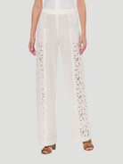 White Embroidered Straight Leg Pant,Alberta Ferretti,- Fivestory New York