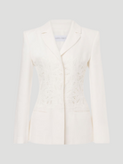 White Embroidered Jacket,Alberta Ferretti,- Fivestory New York