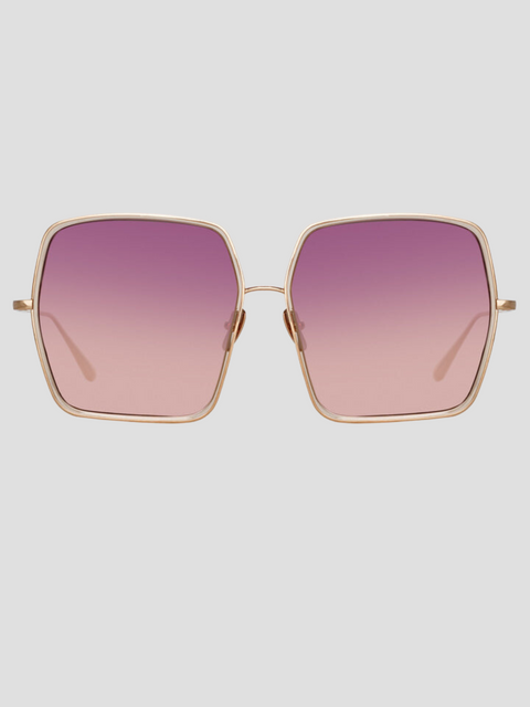 Camaro Oversized Sunglasses in Rose Gold and Wine,Linda Farrow,- Fivestory New York