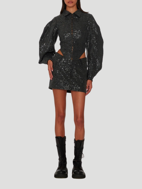 Twill Sequin Mini Skirt,ROTATE Birger Christensen,- Fivestory New York