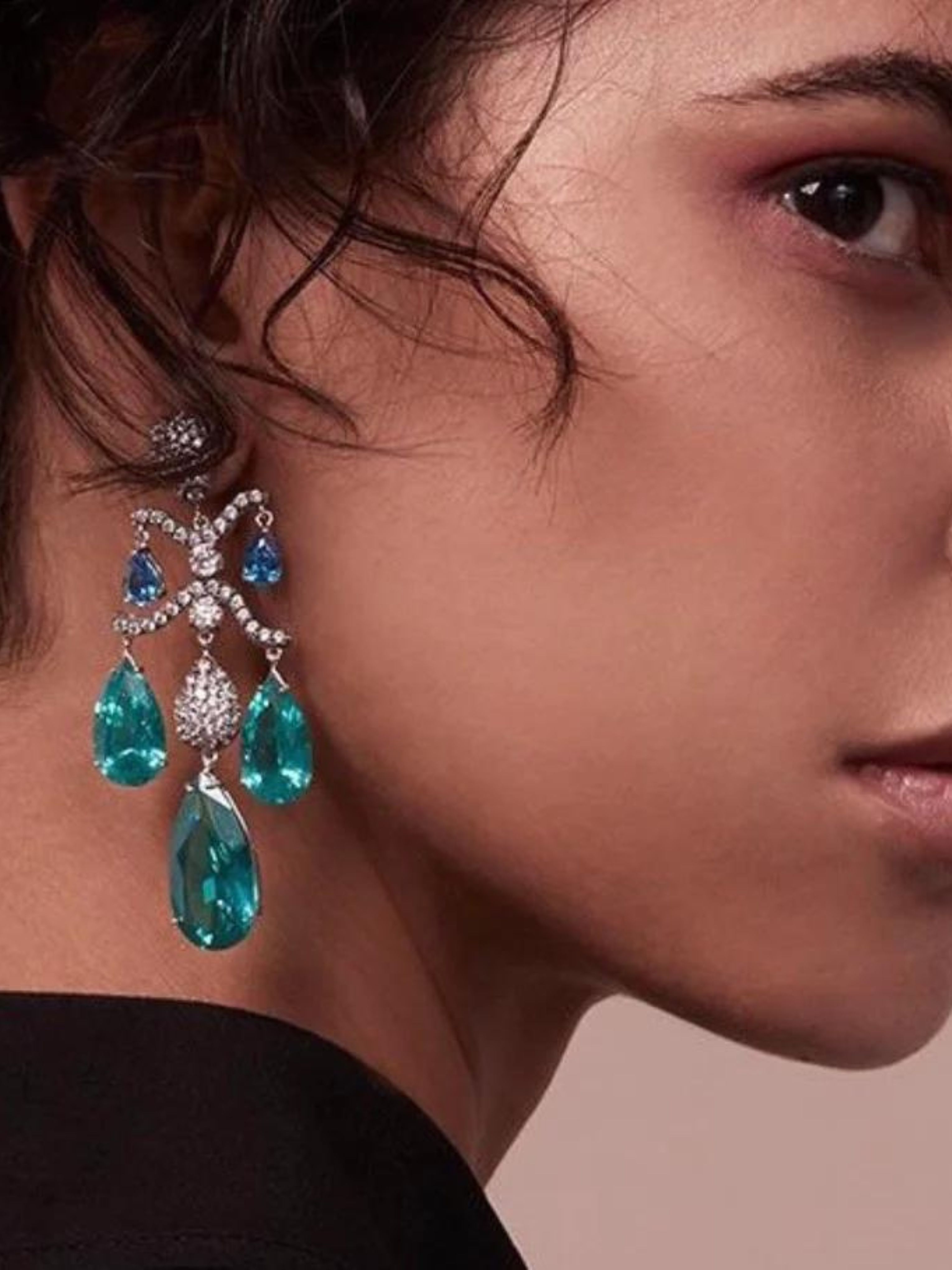 White Gold Paraiba Chandelier Earrings,Anabela Chan,- Fivestory New York