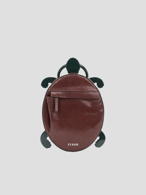 Tortuga Brown Leather Top Handle Bag,Staud,- Fivestory New York