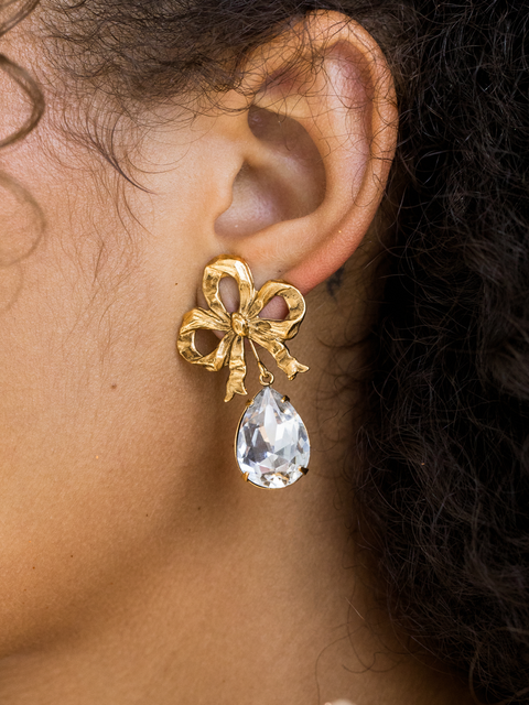 Eloise Crystal Gold Plated Bow Stud Earrings,JENNIFER BEHR,- Fivestory New York