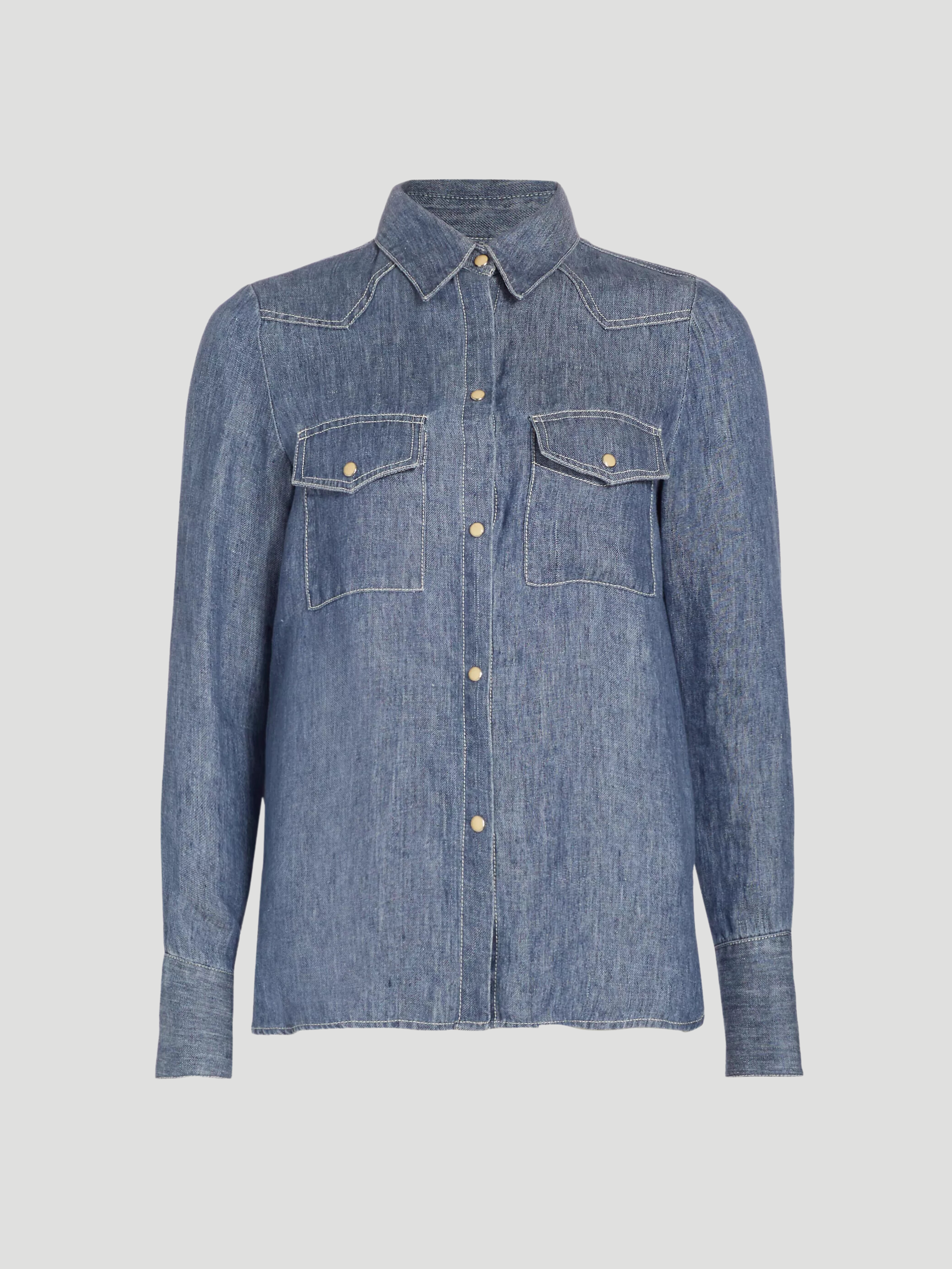 Rancher's Daughter Shirt in Medium Indigo,TWP,- Fivestory New York