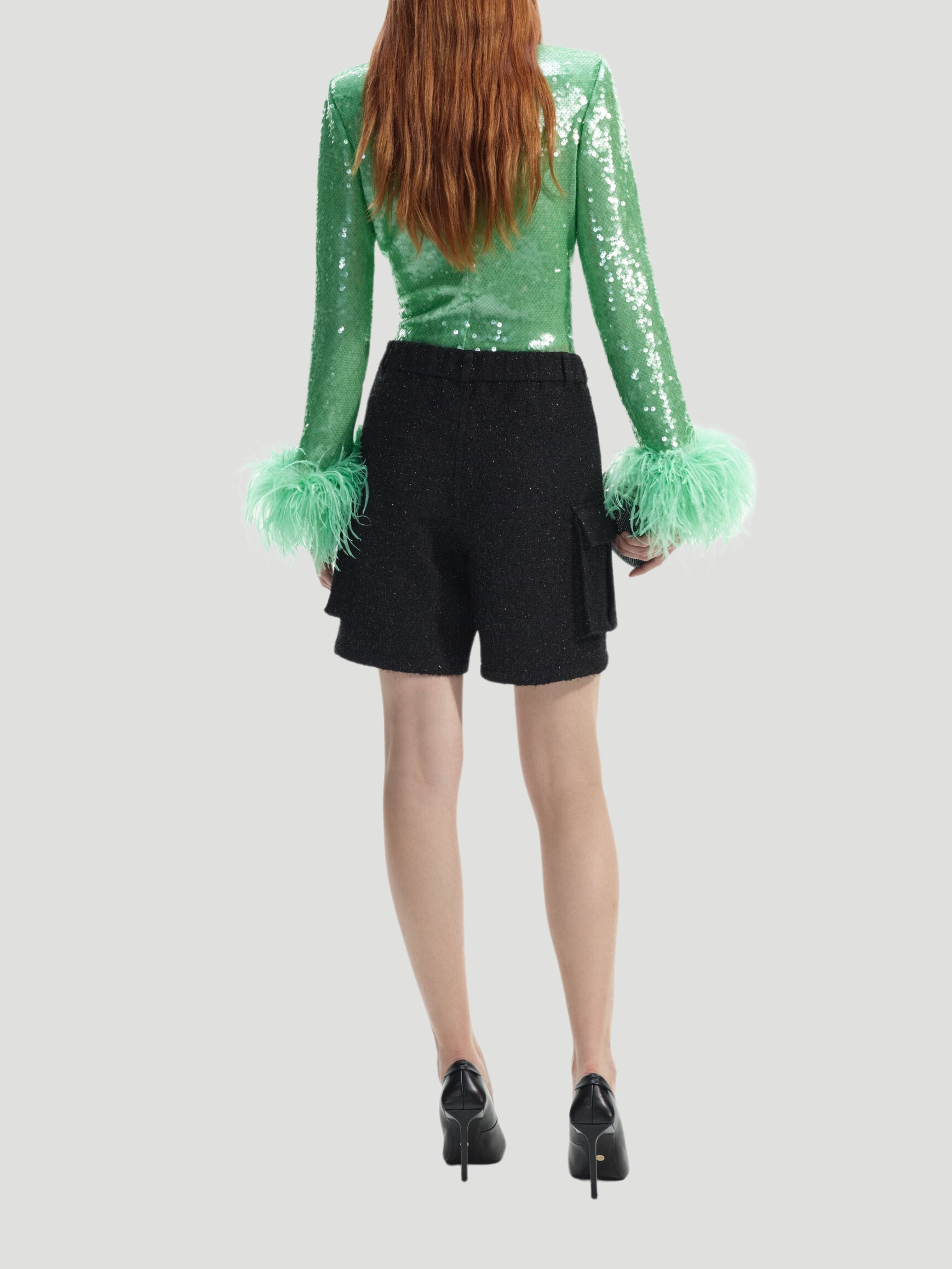 Mint Velvet Green Feather Mini Dress