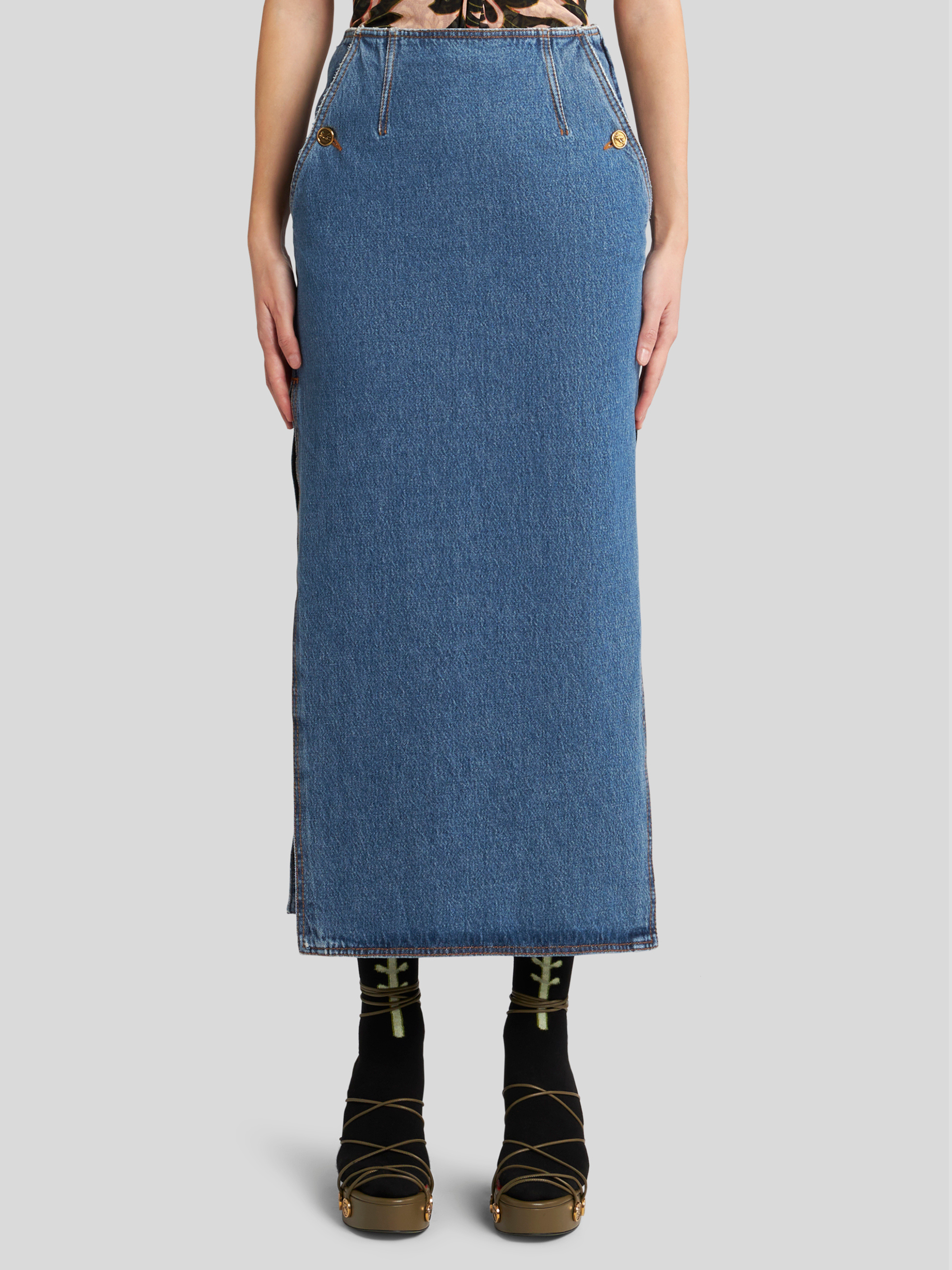 Denim Midi Skirt,Etro,- Fivestory New York